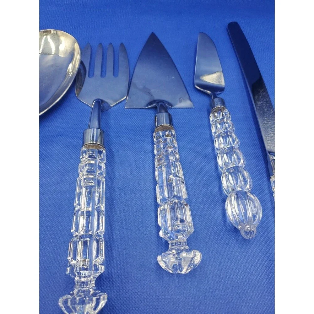 Mikasa Austria Crystal Handle And Silver Plated 6 Piece Serving Set